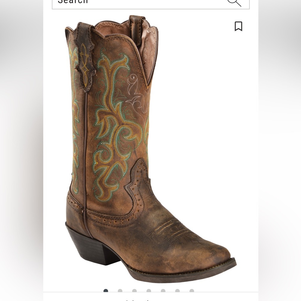Justin Western Cowgirl Boots Brown Leather L2552 size 6